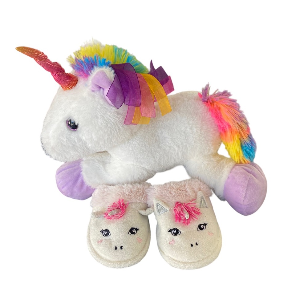 UNICORN little Girl Slippers (12/13) and Unicorn Plush.